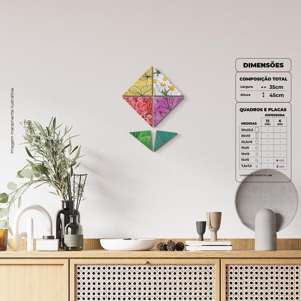 Flor Textura Quadro Com 6 Peças 6Mm Placa Ultra-Brilho - 5