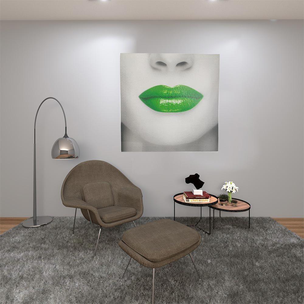 Quadro Batom Verde Boca Textura Moldura 40x40 Lipstick Decoraçao Casa Quarto Sala Recepçao Enfeite - 3