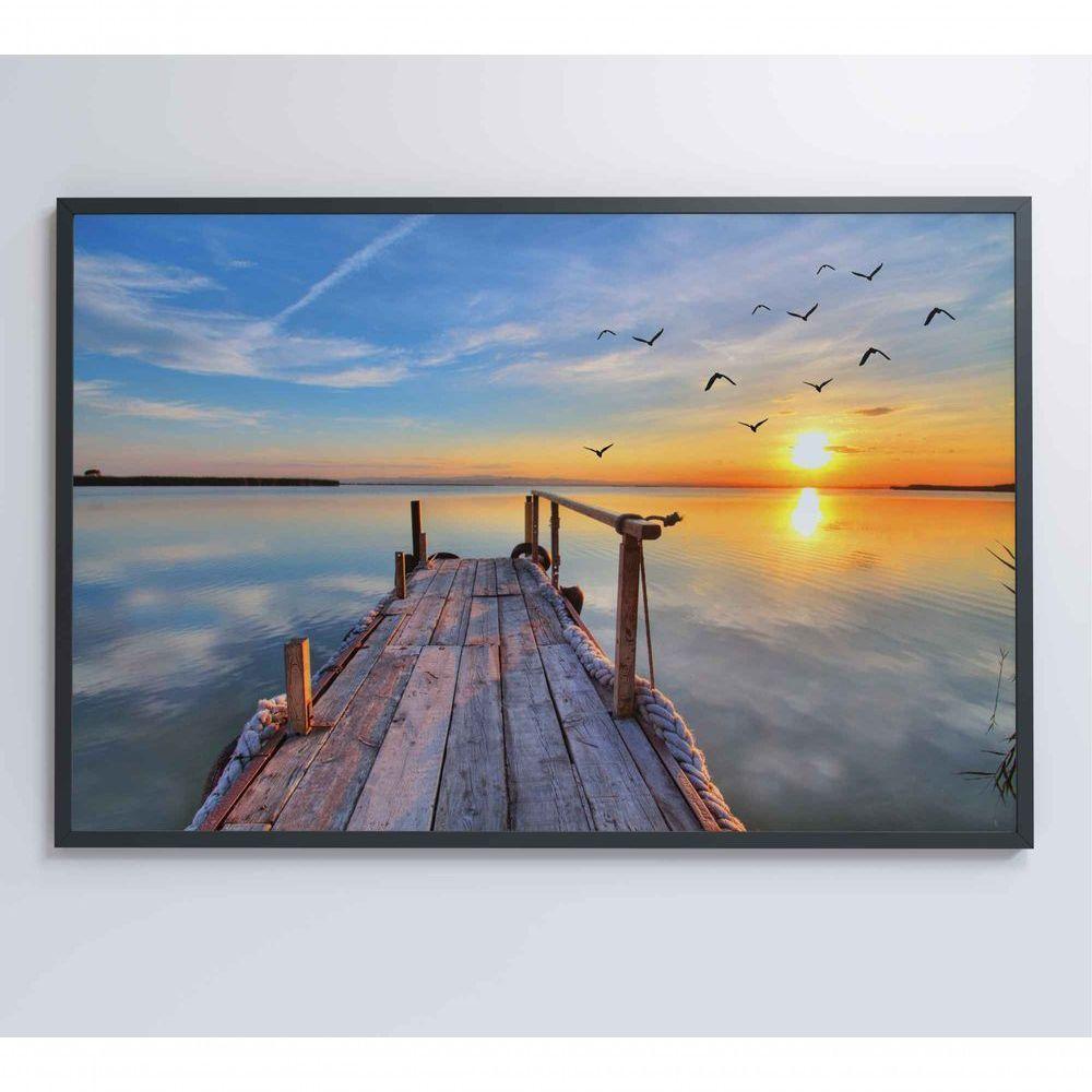 Quadro Por Do Sol No Pier 120x80 Cm Vidro Impresso - 4