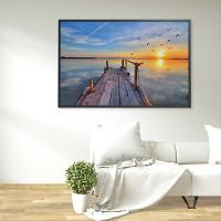 Quadro Por Do Sol No Pier 120x80 Cm Vidro Impresso - 1