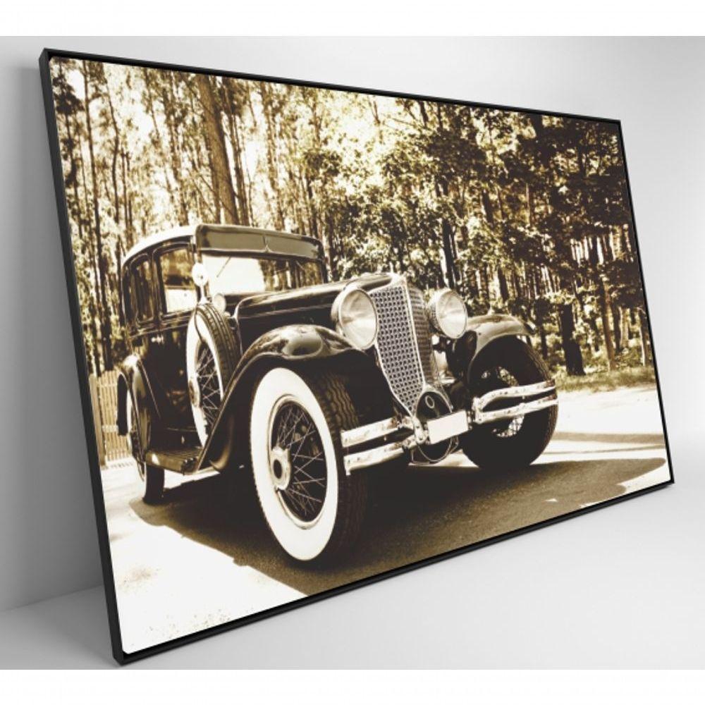 Quadro Carro Clássico Preto E Branco 60x40 Cm Vidro Impresso - 6