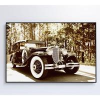 Quadro Carro Clássico Preto E Branco 60x40 Cm Vidro Impresso - 5