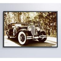 Quadro Carro Clássico Preto E Branco 60x40 Cm Vidro Impresso - 7