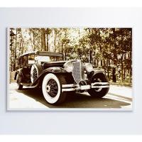 Quadro Carro Clássico Preto E Branco 60x40 Cm Vidro Impresso - 9
