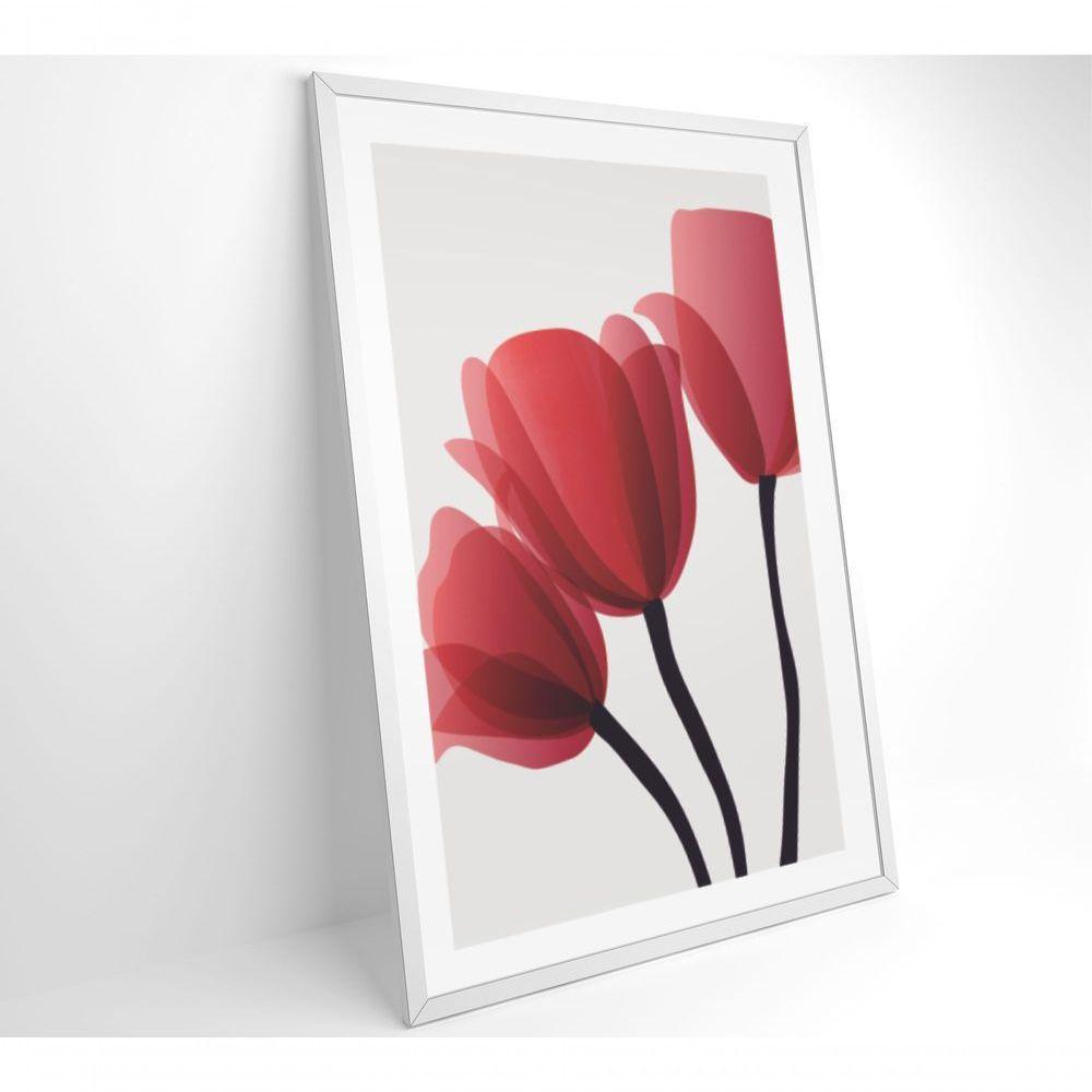 Quadro Pintura 3 Rosas 80x120 Cm Vidro Impresso - 3