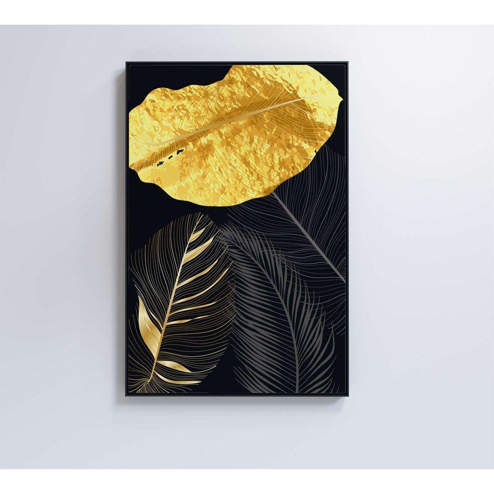 Quadro Folhas Douradas 2 40x60 Cm Adesivo Fotográfico - 4