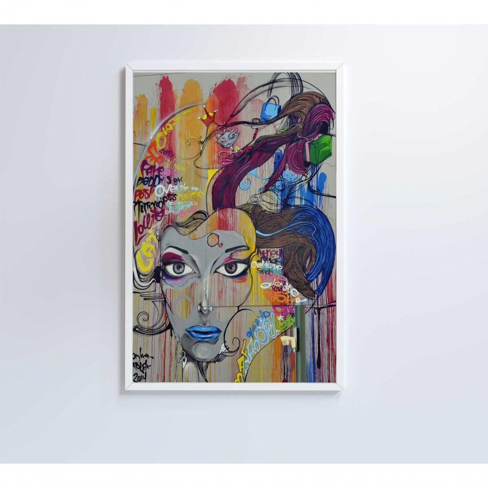 Quadro Grafite Mulher 80x120 Cm Tecido Canvas - 1