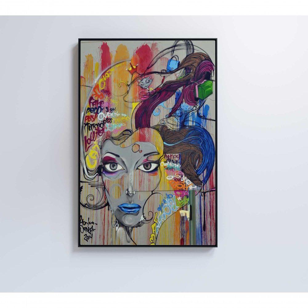 Quadro Grafite Mulher 80x120 Cm Tecido Canvas - 4