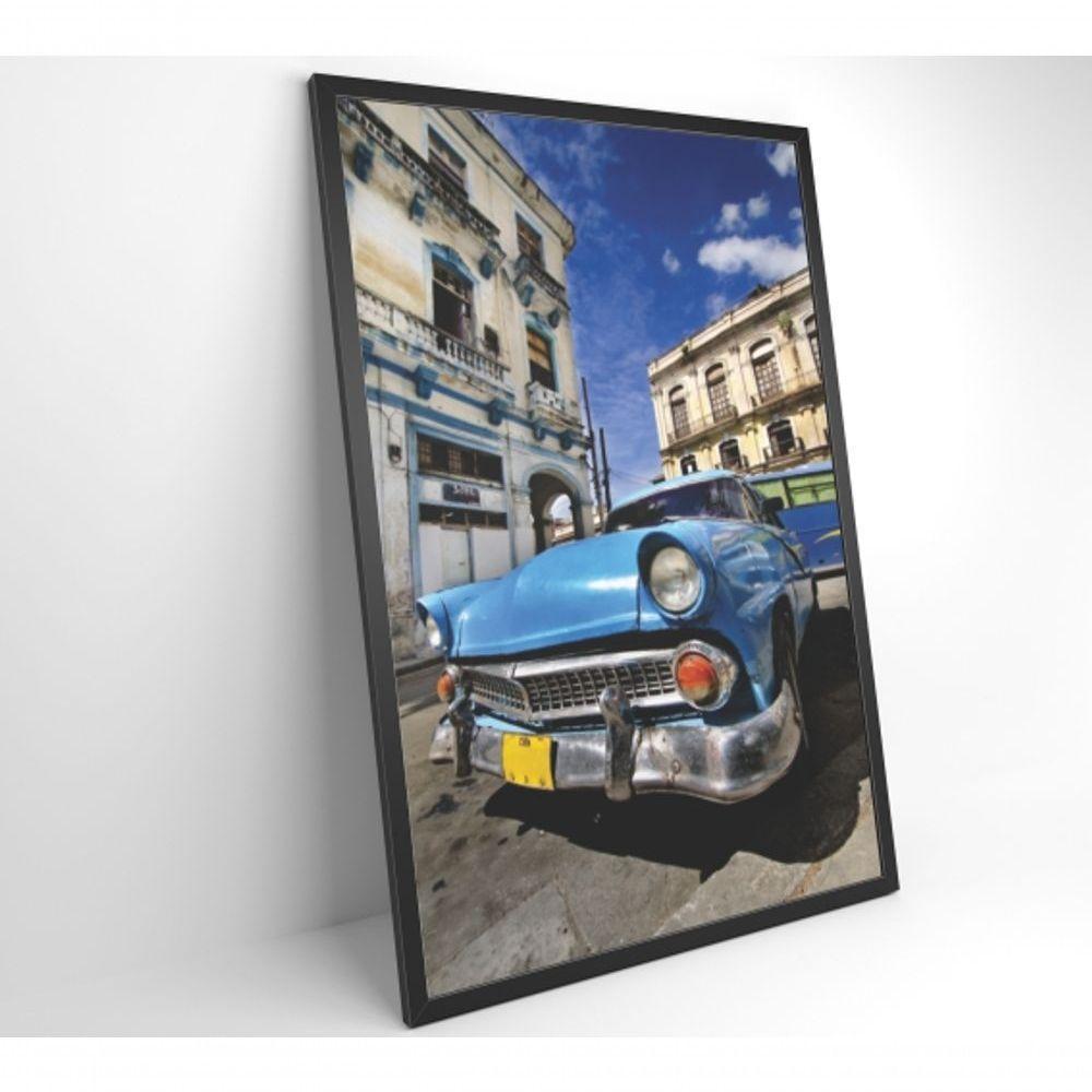 Quadro Carro Clássico Azul 120x80 Cm Tecido Canvas - 8