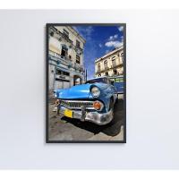 Quadro Carro Clássico Azul 120x80 Cm Tecido Canvas - 2