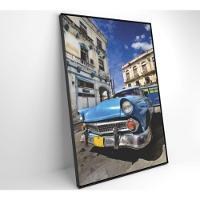 Quadro Carro Clássico Azul 120x80 Cm Tecido Canvas - 5