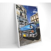 Quadro Carro Clássico Azul 120x80 Cm Tecido Canvas - 7
