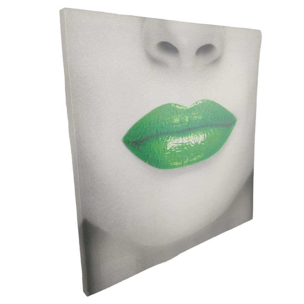 Quadro Boca Batom Verde Moldura 40x40 Textura Pop Lipstick Sala Quarto Recepçao Enfeite Decoraçao - 6