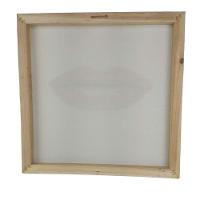 Quadro Boca Batom Verde Moldura 40x40 Textura Pop Lipstick Sala Quarto Recepçao Enfeite Decoraçao