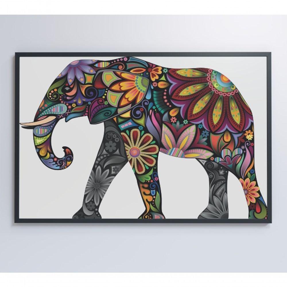 Quadro Elefante Em Flores 90x60 Cm Tecido Canvas - 2