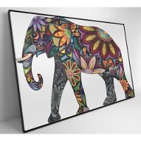 Quadro Elefante Em Flores 90x60 Cm Tecido Canvas - 6