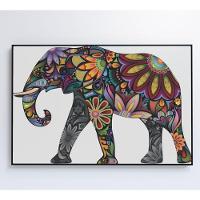Quadro Elefante Em Flores 60x40 Cm Tecido Canvas - 5