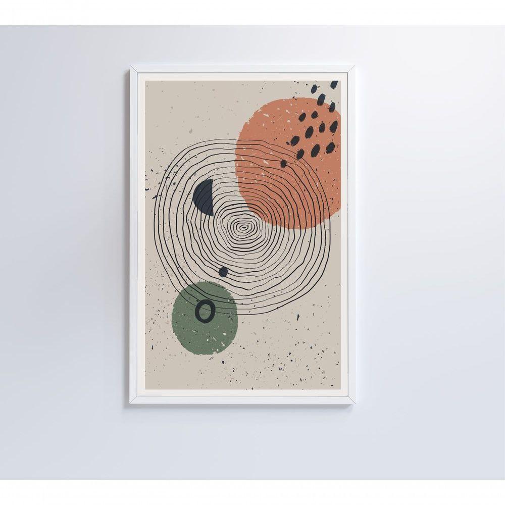 Quadro Abstrato Circulo E Pontos 2 90x60 Cm Vidro Impresso - 1