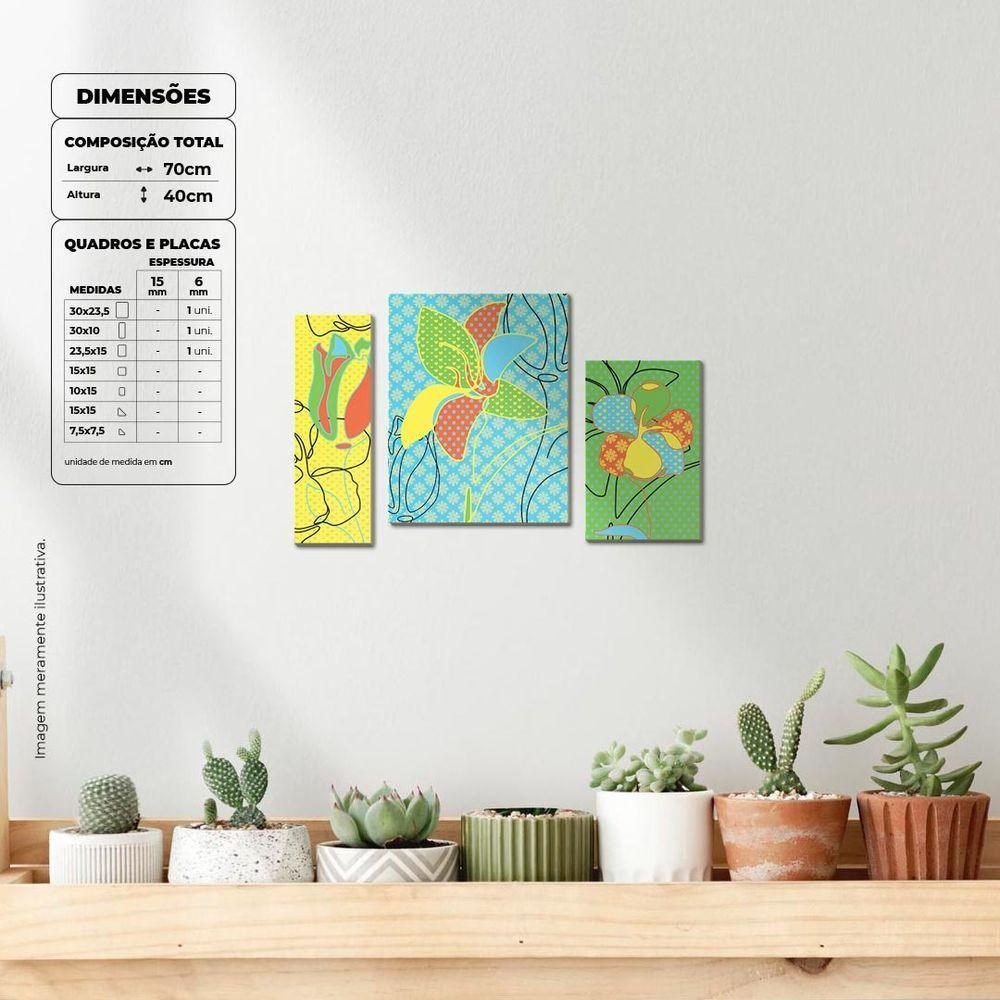 Flores Com Cores Fluídas Quadro Com 3 Peças 6Mm - 5