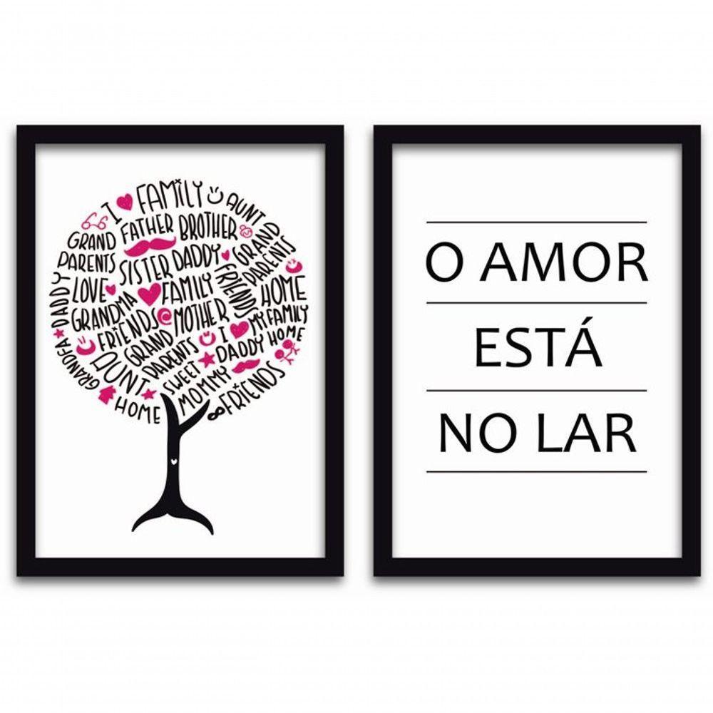 Conjunto Quadros 2pçs 40X60 Amor No Lar Moldura Preta - 1