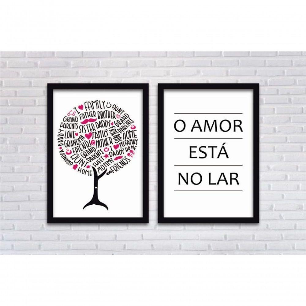 Conjunto Quadros 2pçs 40X60 Amor No Lar Moldura Preta - 2