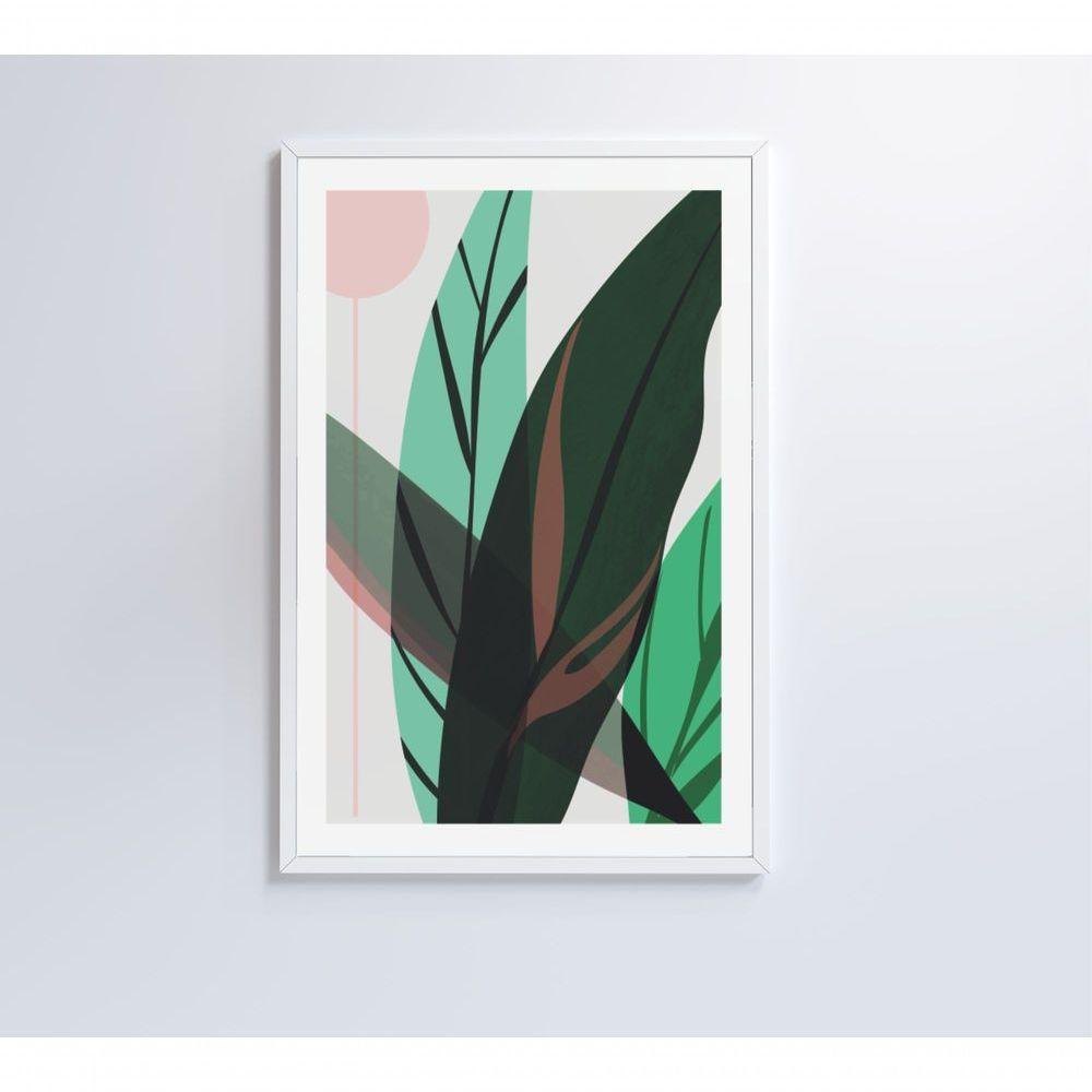 Quadro Pintura Folha Verde 60x90 Cm Tecido Canvas - 1