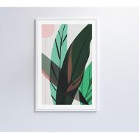 Quadro Pintura Folha Verde 60x90 Cm Tecido Canvas - 1