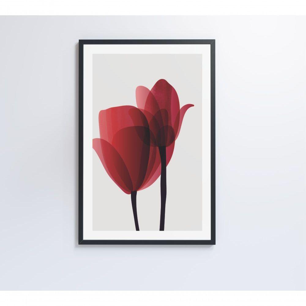 Quadro Pintura 2 Rosas 60x90 Cm Tecido Canvas - 3