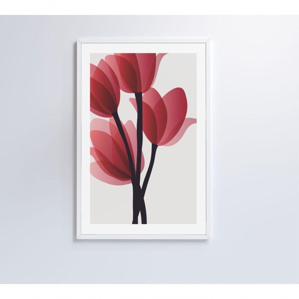 Quadro Pintura 4 Rosas 40x60 Cm Vidro Impresso - 5