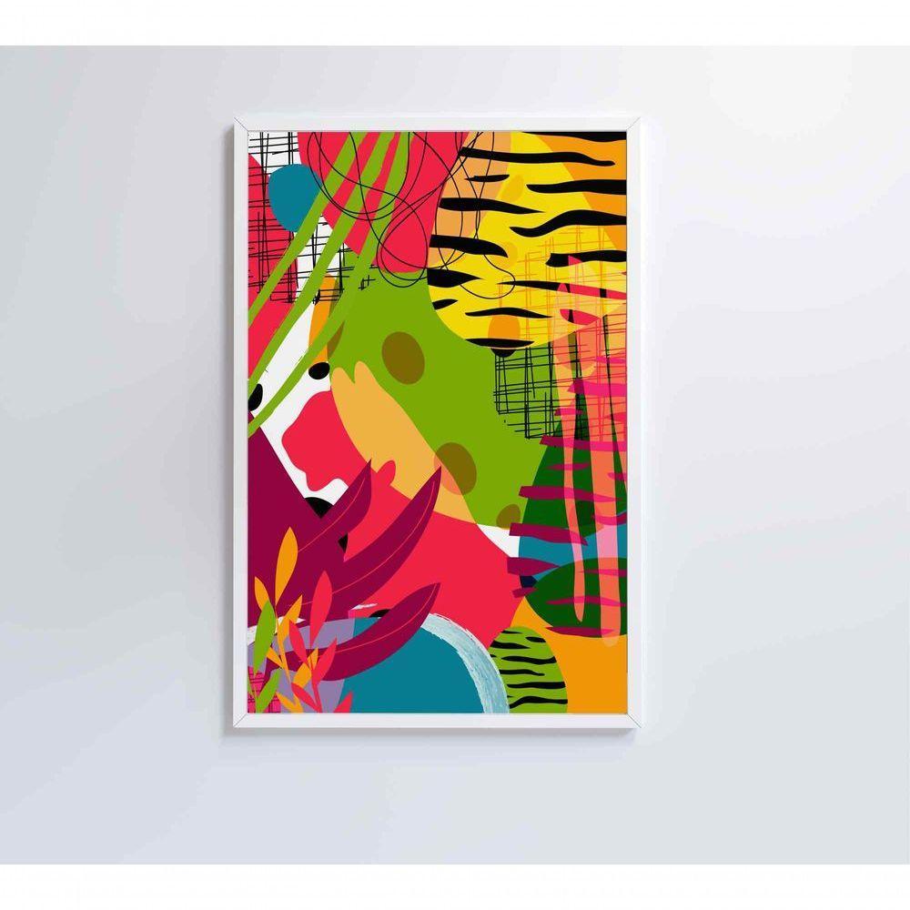 Quadro Pintura Aquarela Tropical 4 60x40 Cm Tecido Canvas - 5