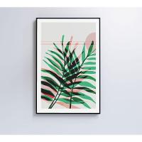 Quadro Pintura Folha Verde E Rosa 2 60x90 Cm Tecido Canvas - 5