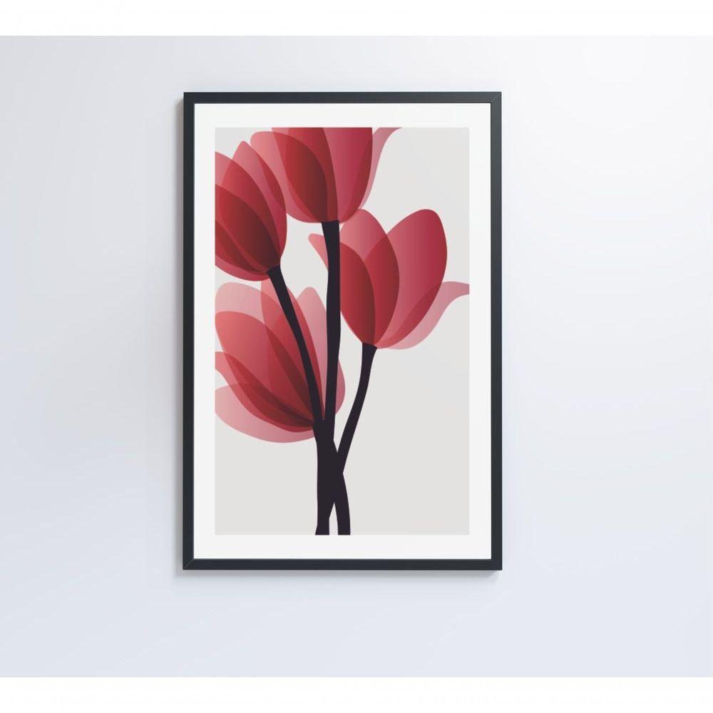 Quadro Pintura 4 Rosas 60x90 Cm Vidro Impresso - 4