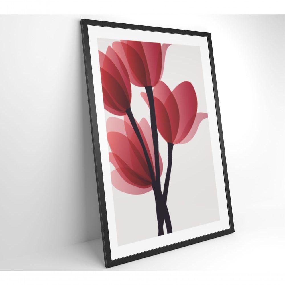 Quadro Pintura 4 Rosas 60x90 Cm Vidro Impresso - 9