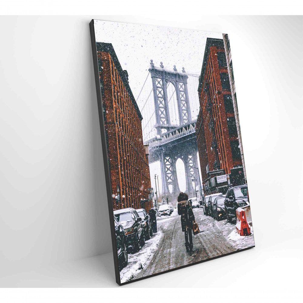 Quadro Ponte Do Brooklyn Neve 60x90 Cm Tecido Canvas - 2