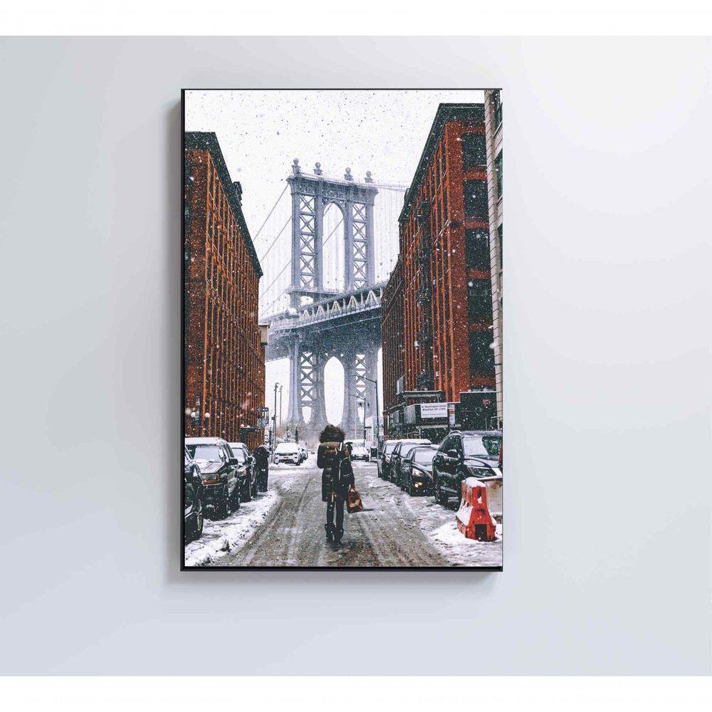 Quadro Ponte Do Brooklyn Neve 60x90 Cm Tecido Canvas - 3