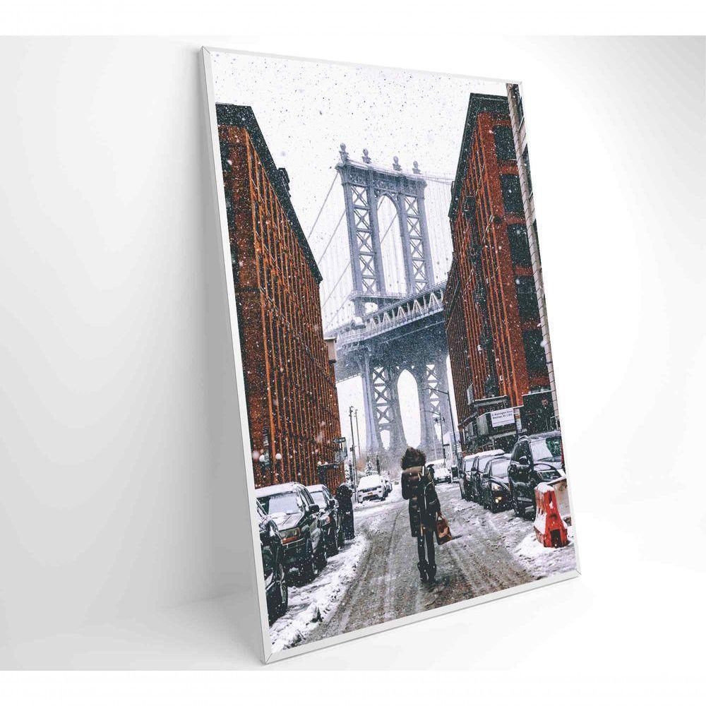 Quadro Ponte Do Brooklyn Neve 60x90 Cm Tecido Canvas - 4
