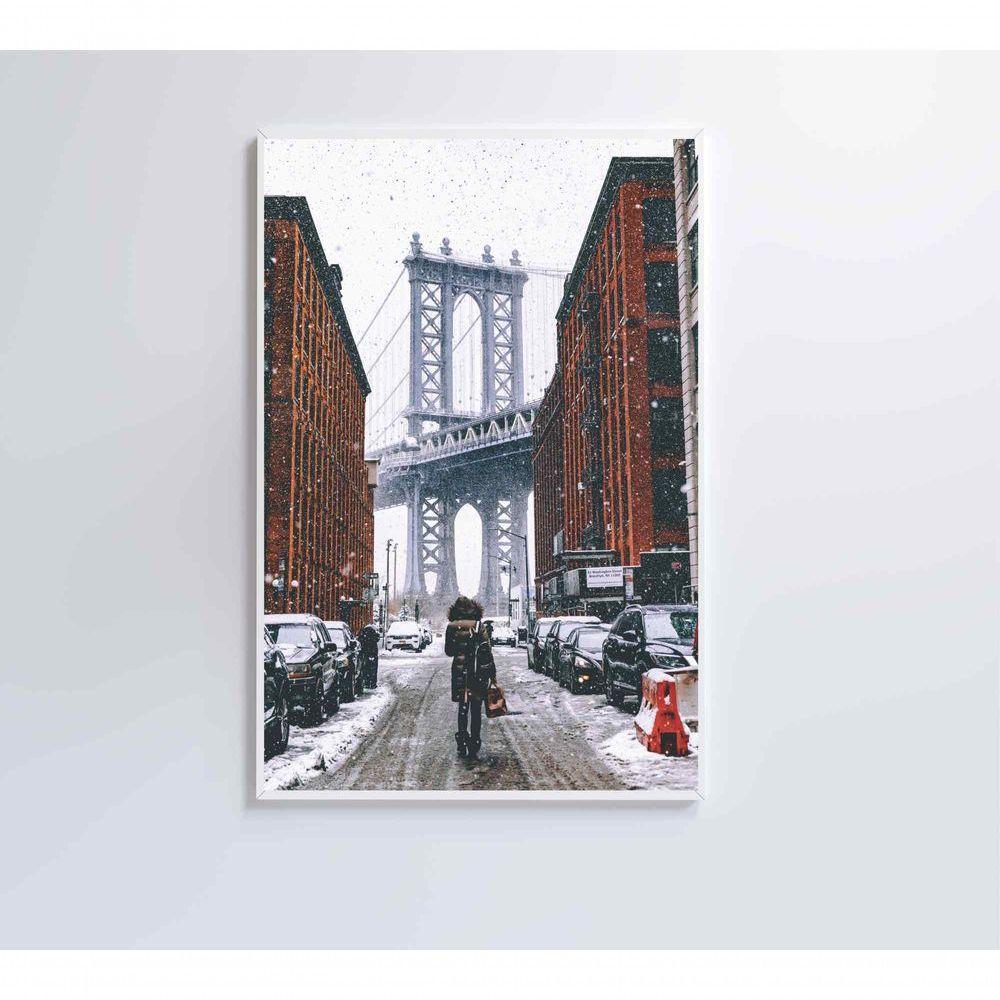 Quadro Ponte Do Brooklyn Neve 60x90 Cm Tecido Canvas - 5