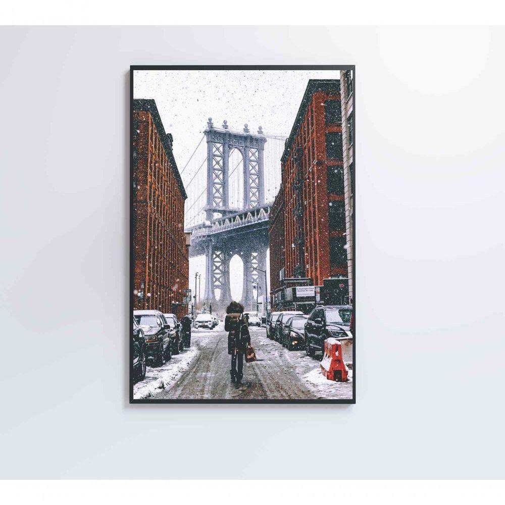 Quadro Ponte Do Brooklyn Neve 60x90 Cm Tecido Canvas - 7