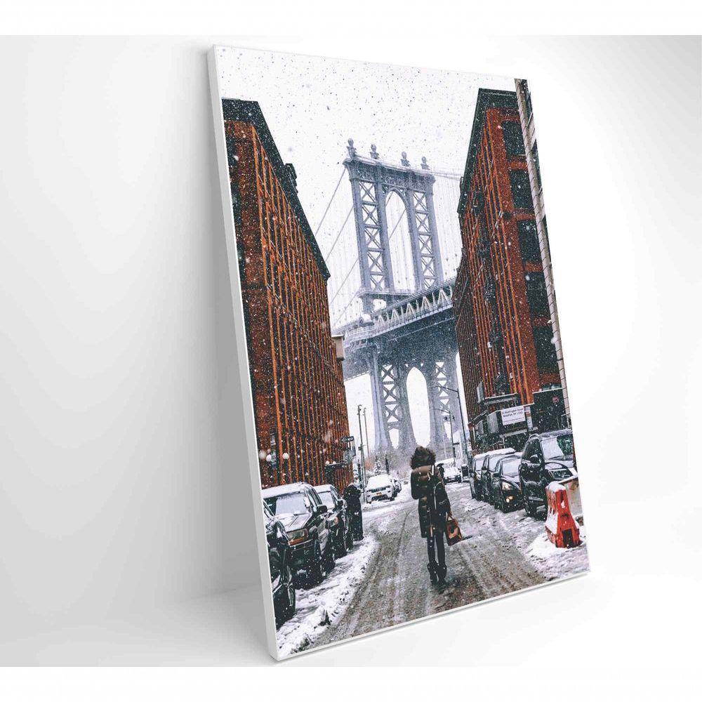 Quadro Ponte Do Brooklyn Neve 60x90 Cm Tecido Canvas - 8