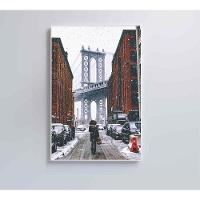 Quadro Ponte Do Brooklyn Neve 60x90 Cm Tecido Canvas - 1