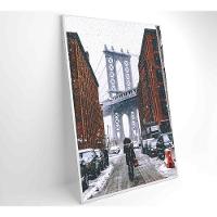 Quadro Ponte Do Brooklyn Neve 60x90 Cm Tecido Canvas