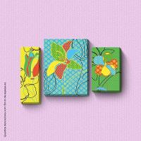 Flores Com Cores Fluídas Quadro Com 3 Peças 15Mm Soft Touch - 1