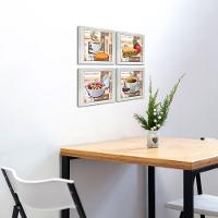 Quadro Cozinha Café Padaria Copa 20X20Cm Kit 4 Un Branca - 7