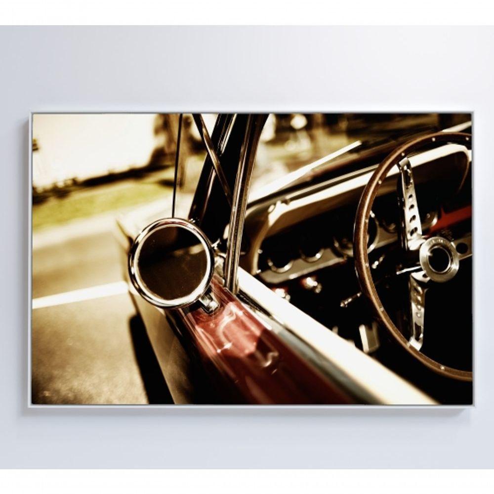 Quadro Retrovisor Carro Clássico 90x60 Cm Tecido Canvas - 1