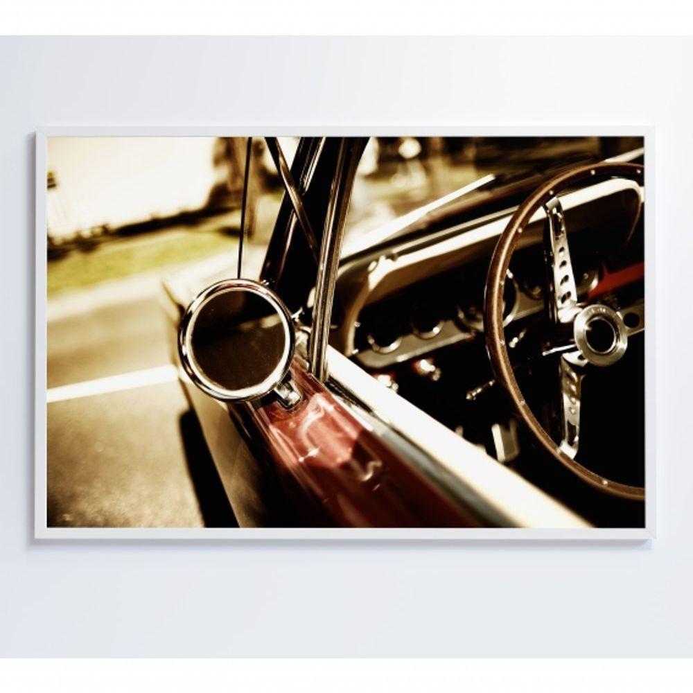 Quadro Retrovisor Carro Clássico 90x60 Cm Tecido Canvas - 4