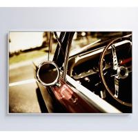 Quadro Retrovisor Carro Clássico 90x60 Cm Tecido Canvas - 1