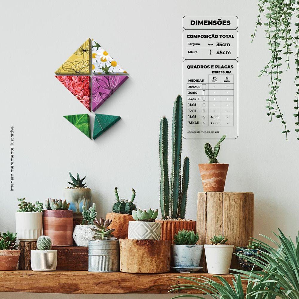 Flor Textura Quadro Com 6 Peças 15Mm Ultra-Brilho - 5