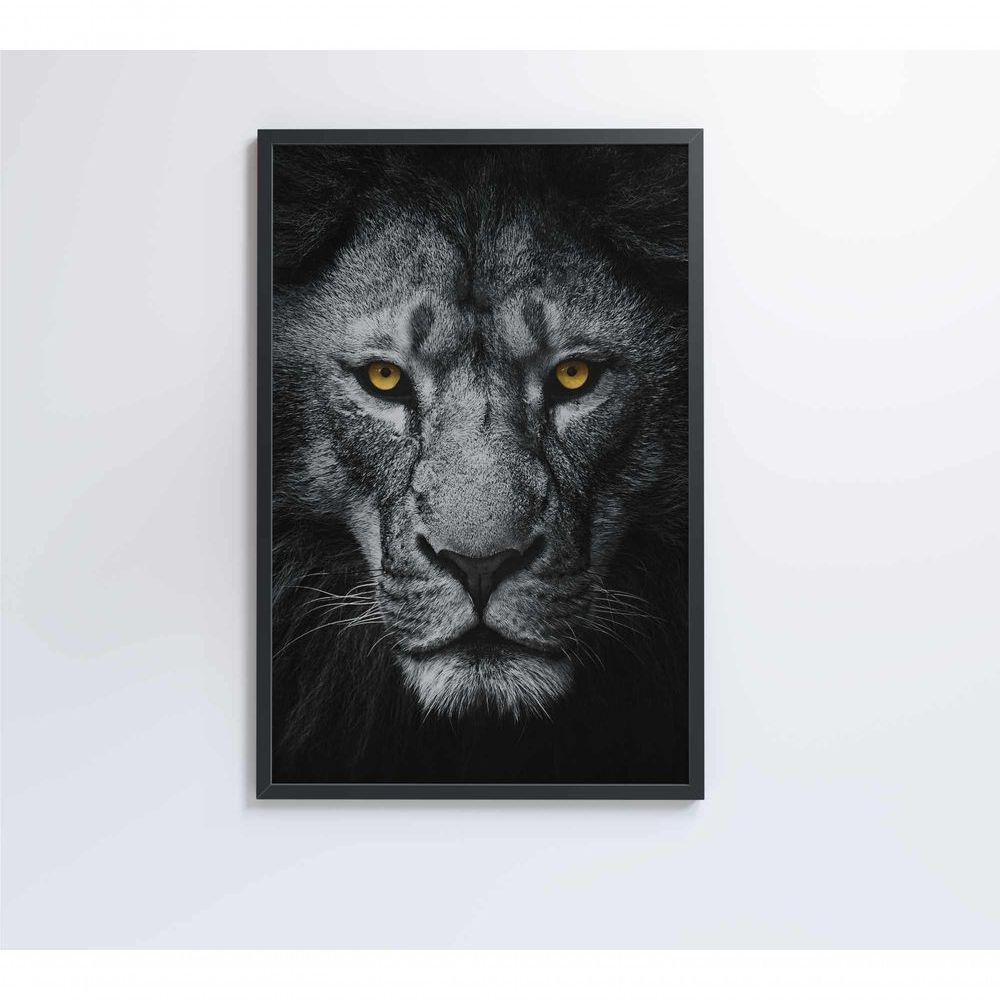 Quadro Leão Preto E Branco 2 60x90 Cm Tecido Canvas - 2
