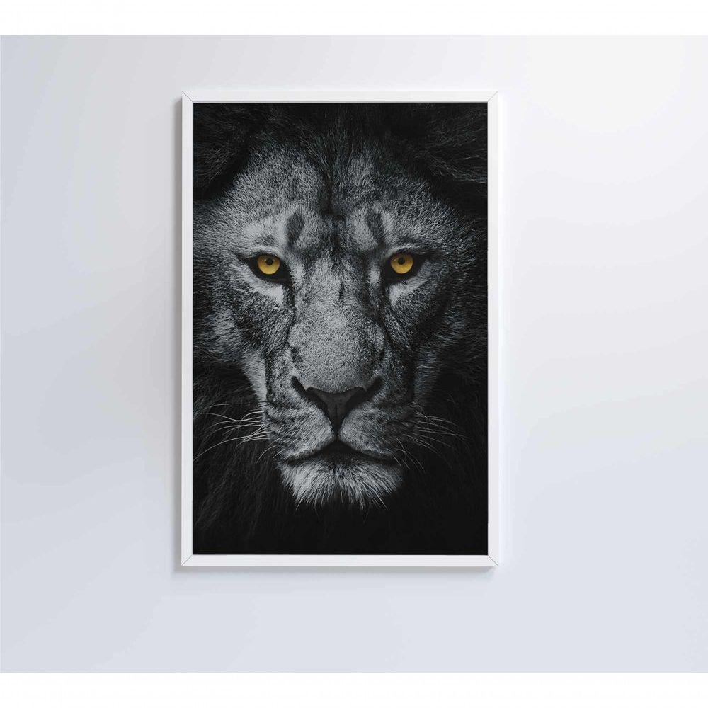 Quadro Leão Preto E Branco 2 40x60 Cm Tecido Canvas - 4
