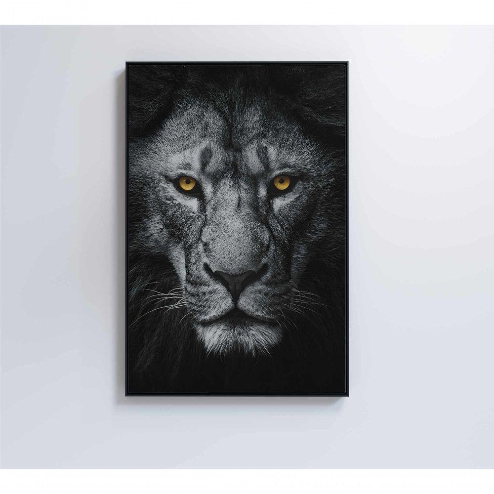 Quadro Leão Preto E Branco 2 40x60 Cm Tecido Canvas - 5